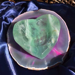 Natural Green Fluorite Heart Shaped Bowl